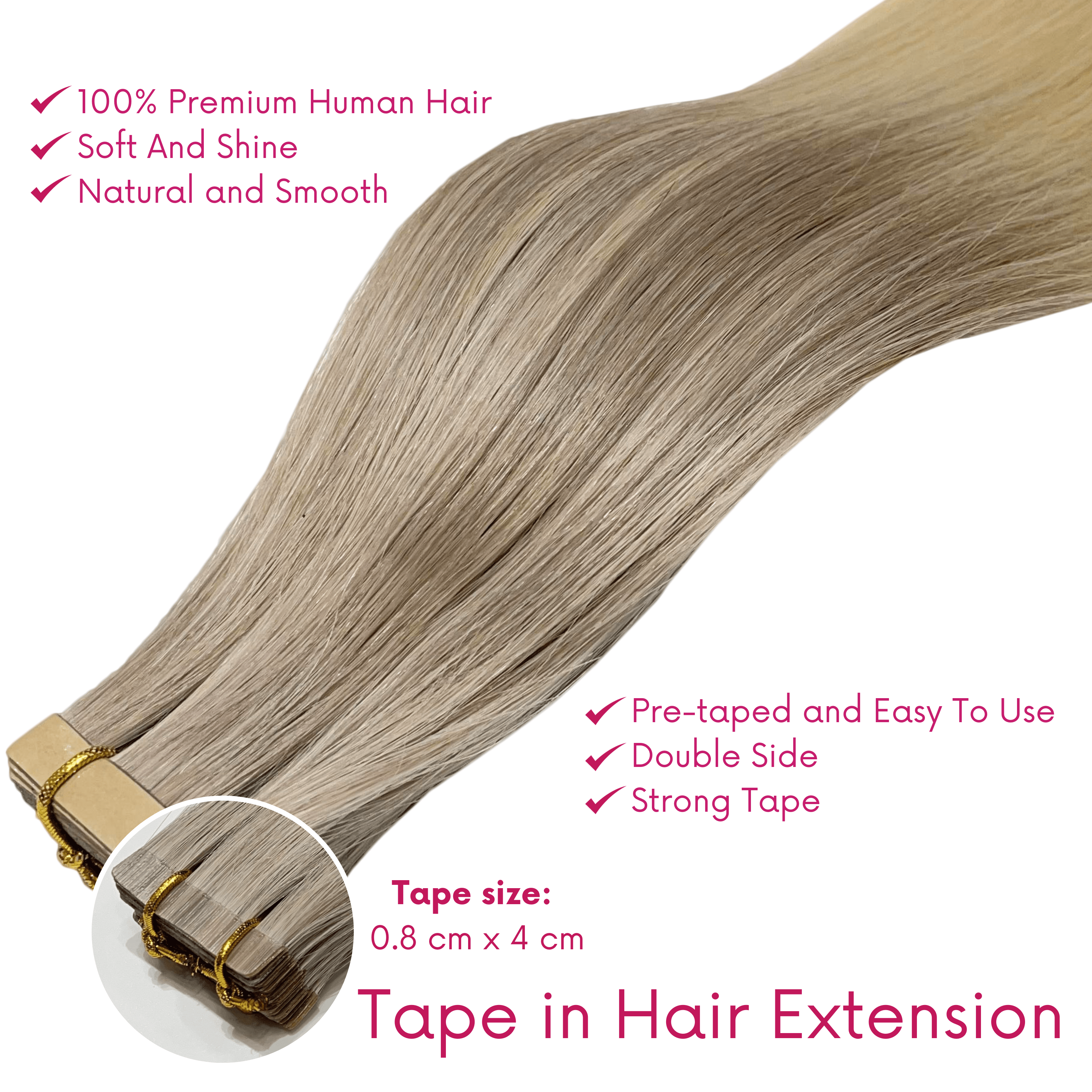 Golden Blonde Mixed Platinum Blonde Color Straight Tape In Hair Extensions - Image 7