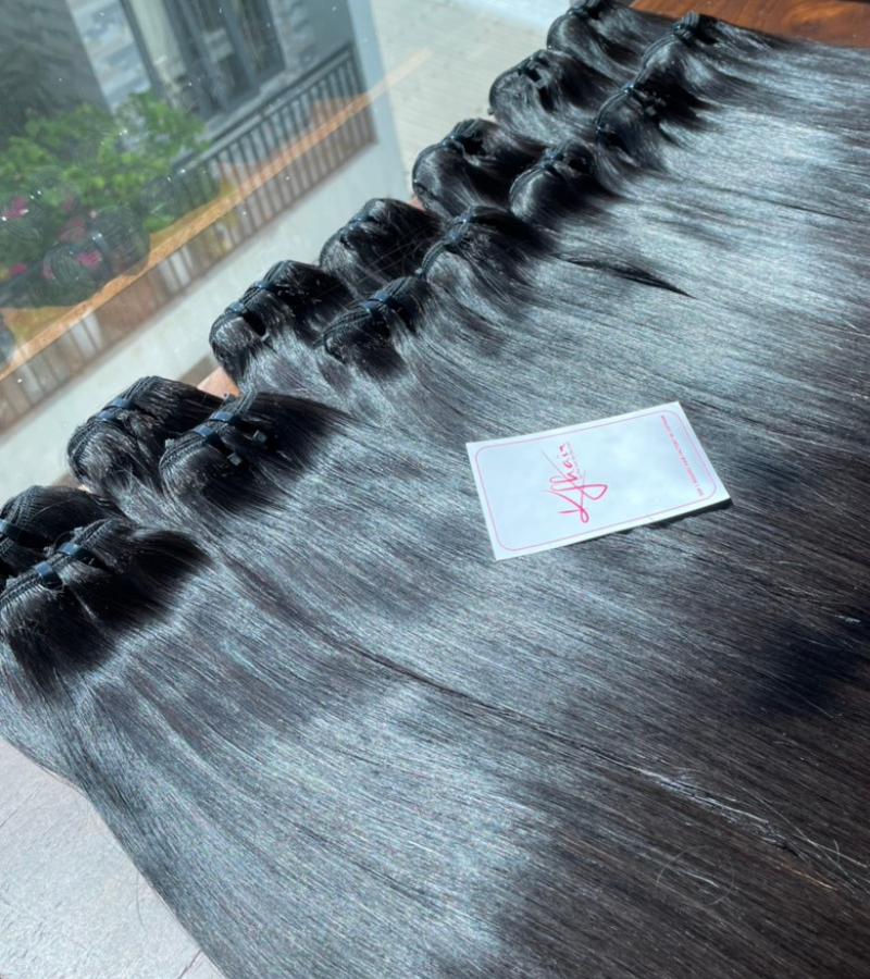 Natural Black Color Bone Straight Remy Human Hair Weft KF36 - Image 5