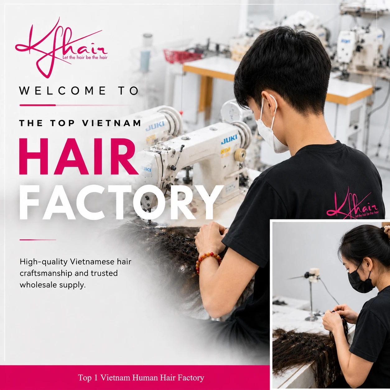 Kfhair factory team preparing human hair collections