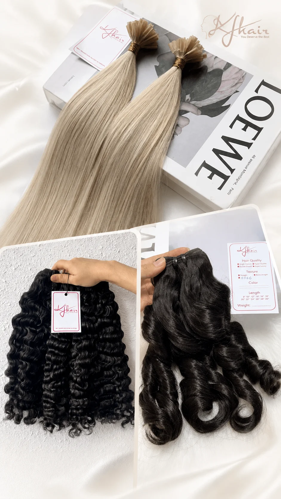 Natural human hair extension texture